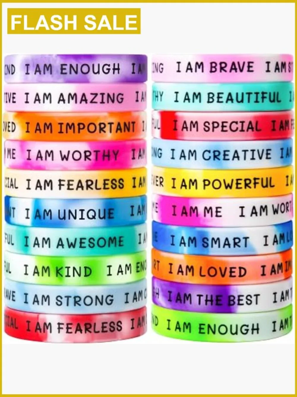 20 Inspirational Wristbands Rubber Bracelets Motivational for Kids Students